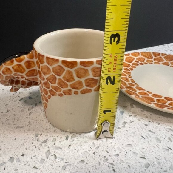 BLUE WITCH 3D Giraffe Head/Neck Handle Animal Print Espresso Cup and Saucer Set - Picture 6 of 15